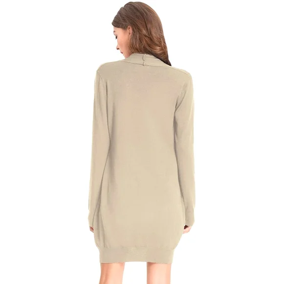 NWT Grace Karin Womens S Taupe Long Open Cardigan - Picture 2 of 9